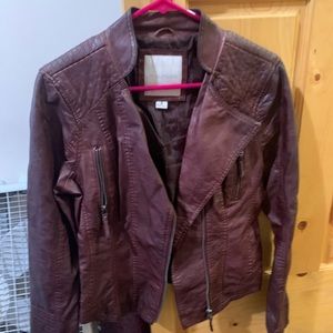 Burgundy faux leather jacket
